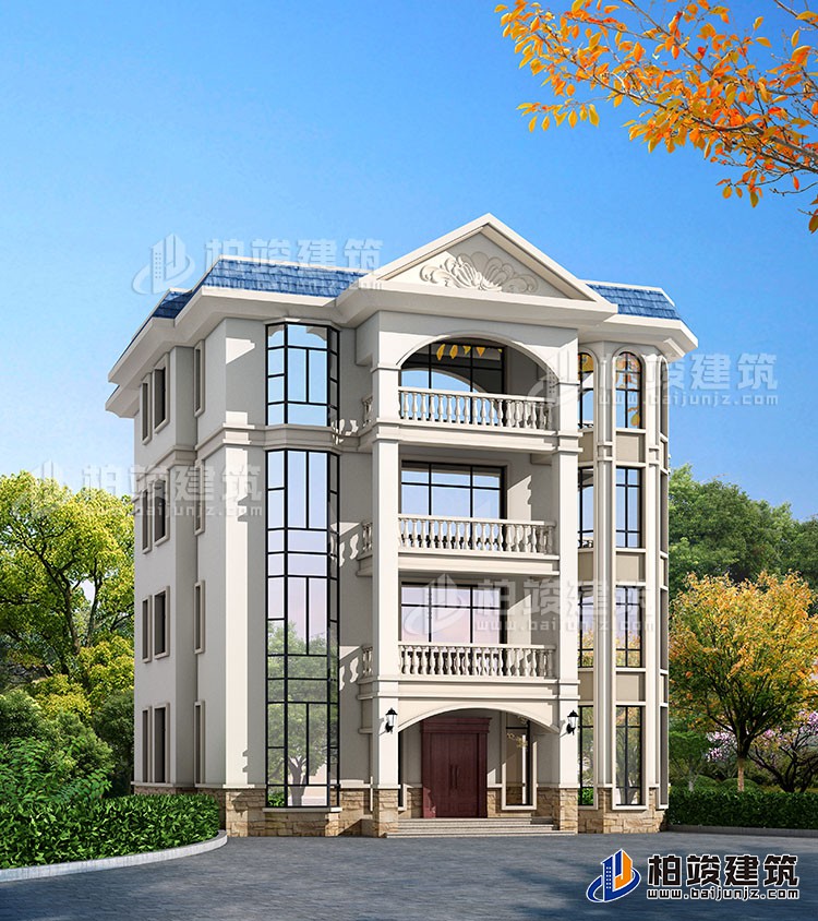 四層豪華歐式別墅自建樓房設計圖紙，帶效果圖和全套施工圖BZ407-簡歐風格